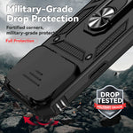 iPhone 17 Series Military-Grade Drop Protection PC+TPU Case with Magnetic Ring and Sliding Lens Protection