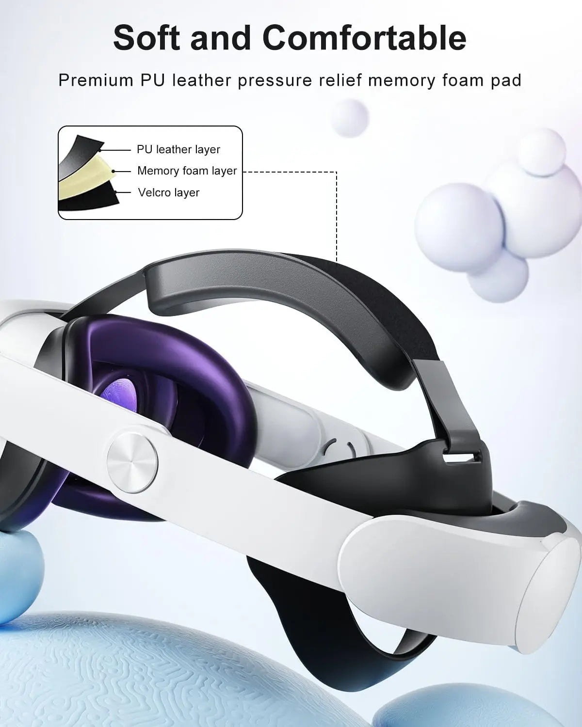 Adjustable Elite Head Strap with Soft Cushion for Meta Quest 3