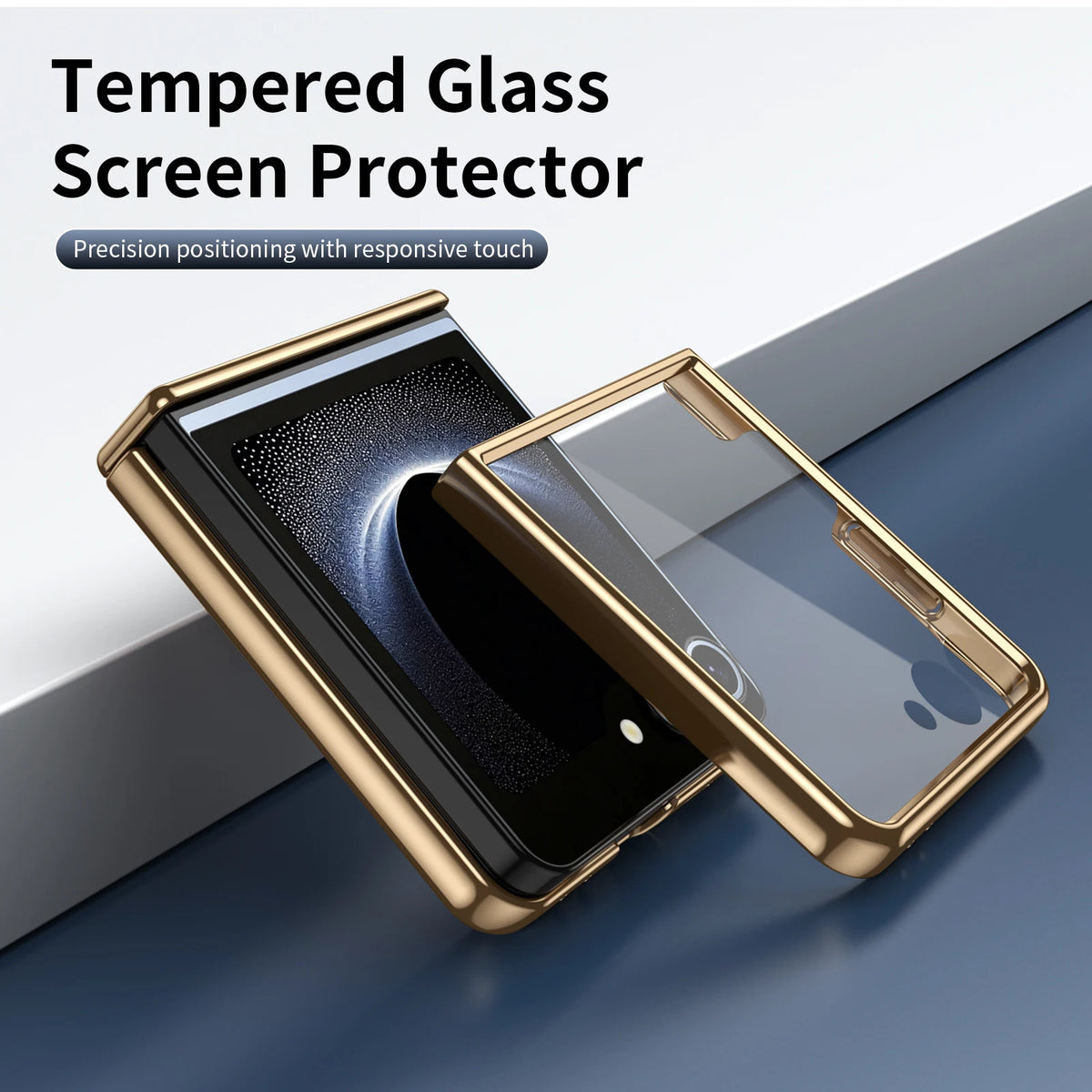 Shockproof Leather Case with Pre-Installed Tempered Glass Screen Protector for Samsung Galaxy Z Flip 7