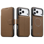Triangle Pattern PU Leather MagSafe Case with Detachable Card Slots for iPhone 17 Series