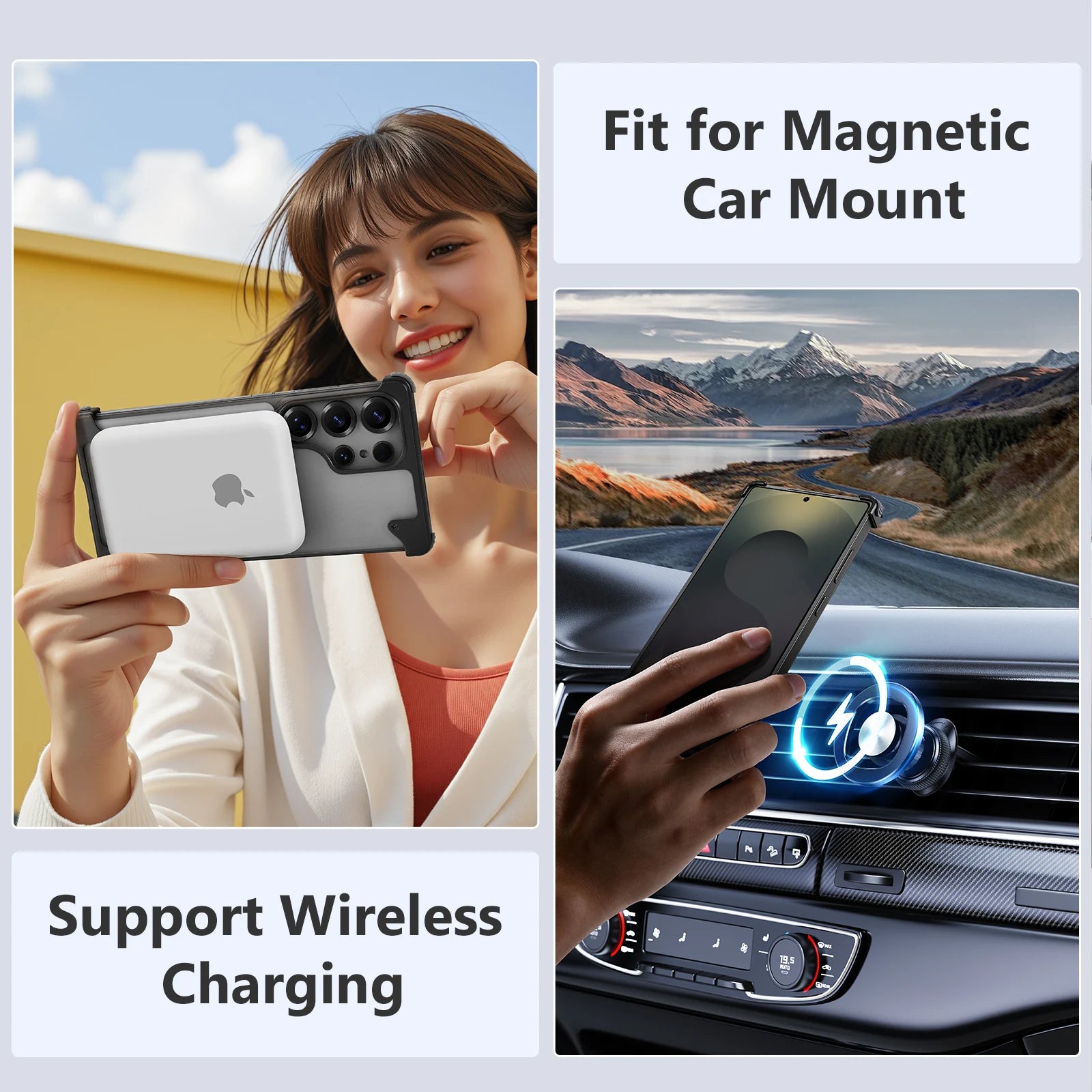 Samsung Galaxy S25 Ultra Shockproof Transparent Magnetic Case with 360° Ring Stand