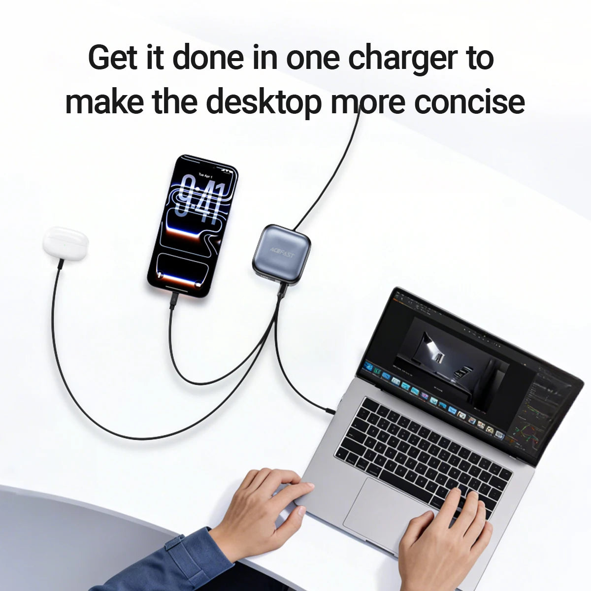 ACEFAST 100W GaN Charger With Retractable USB-C Cable