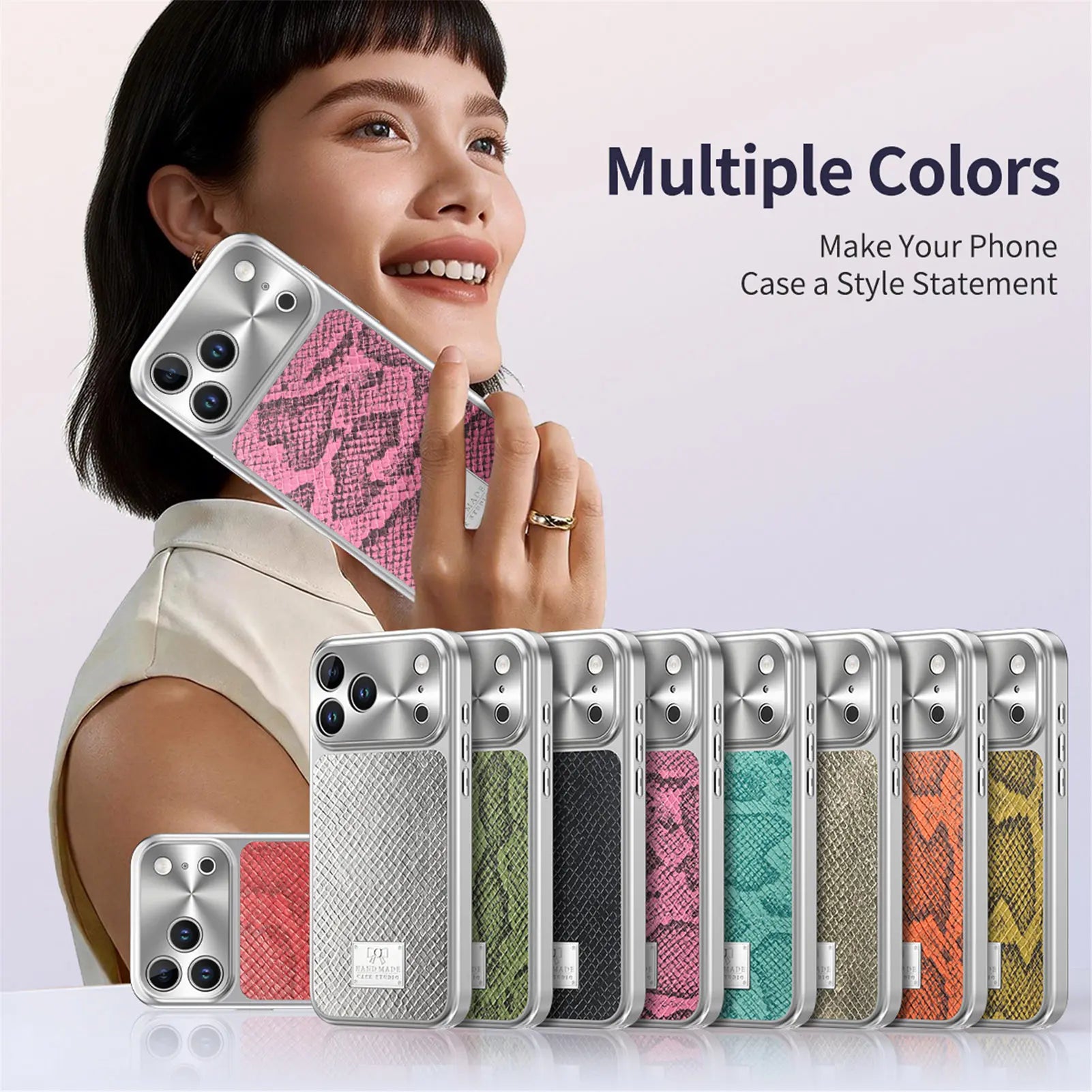 Snake Pattern Leather MagSafe Case for iPhone 17 Series