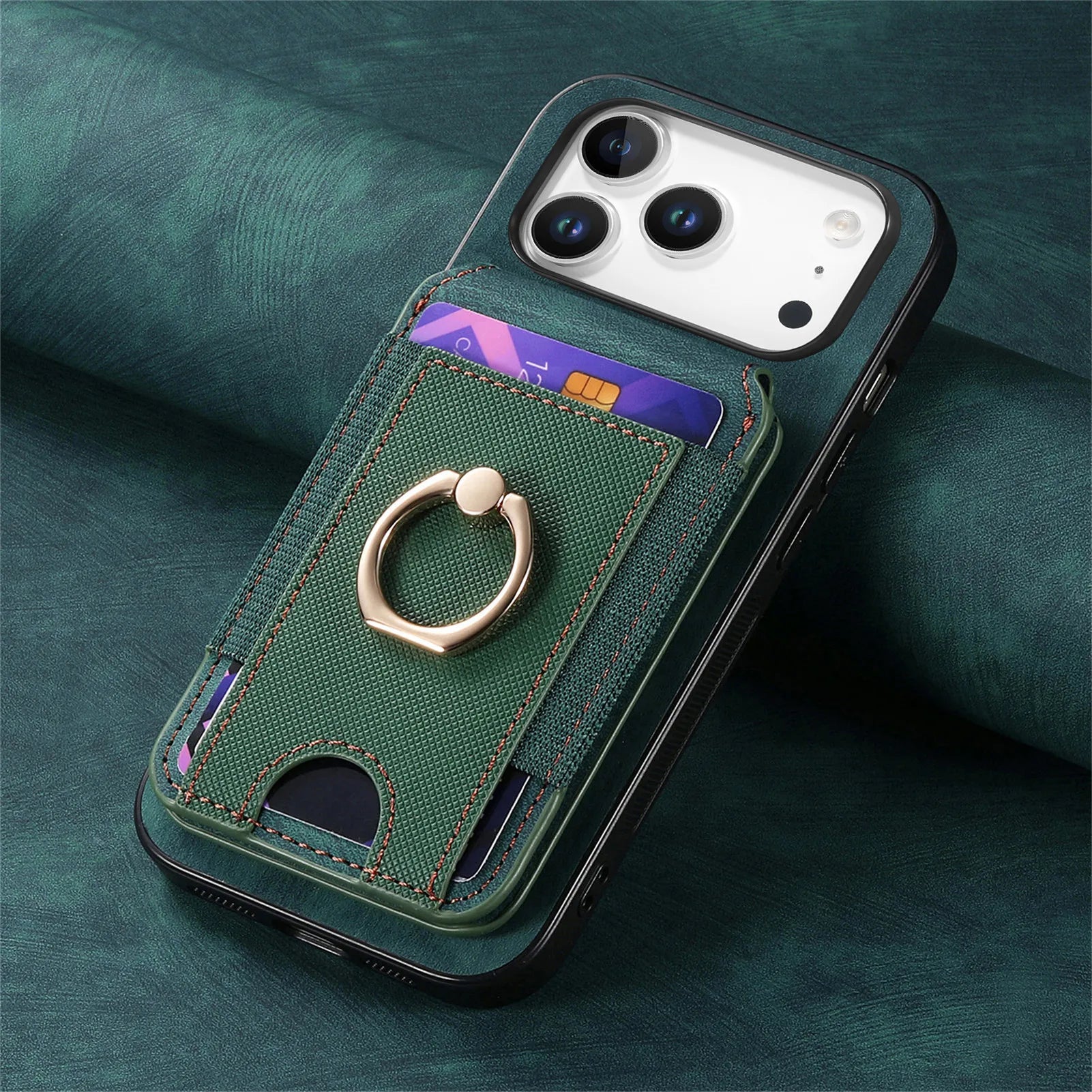 Premium 2-in-1 MagSafe Leather Wallet Case with Multi-Functional Card Holder & Ring for iPhone 17 Series