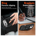 iPhone 17 Series Armor Protective Magnetic Case with Metal Ring Stand & Card Holder Back