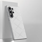 Plaid Grid Leather PU Case with Plating Lens for Samsung Galaxy S24 Series