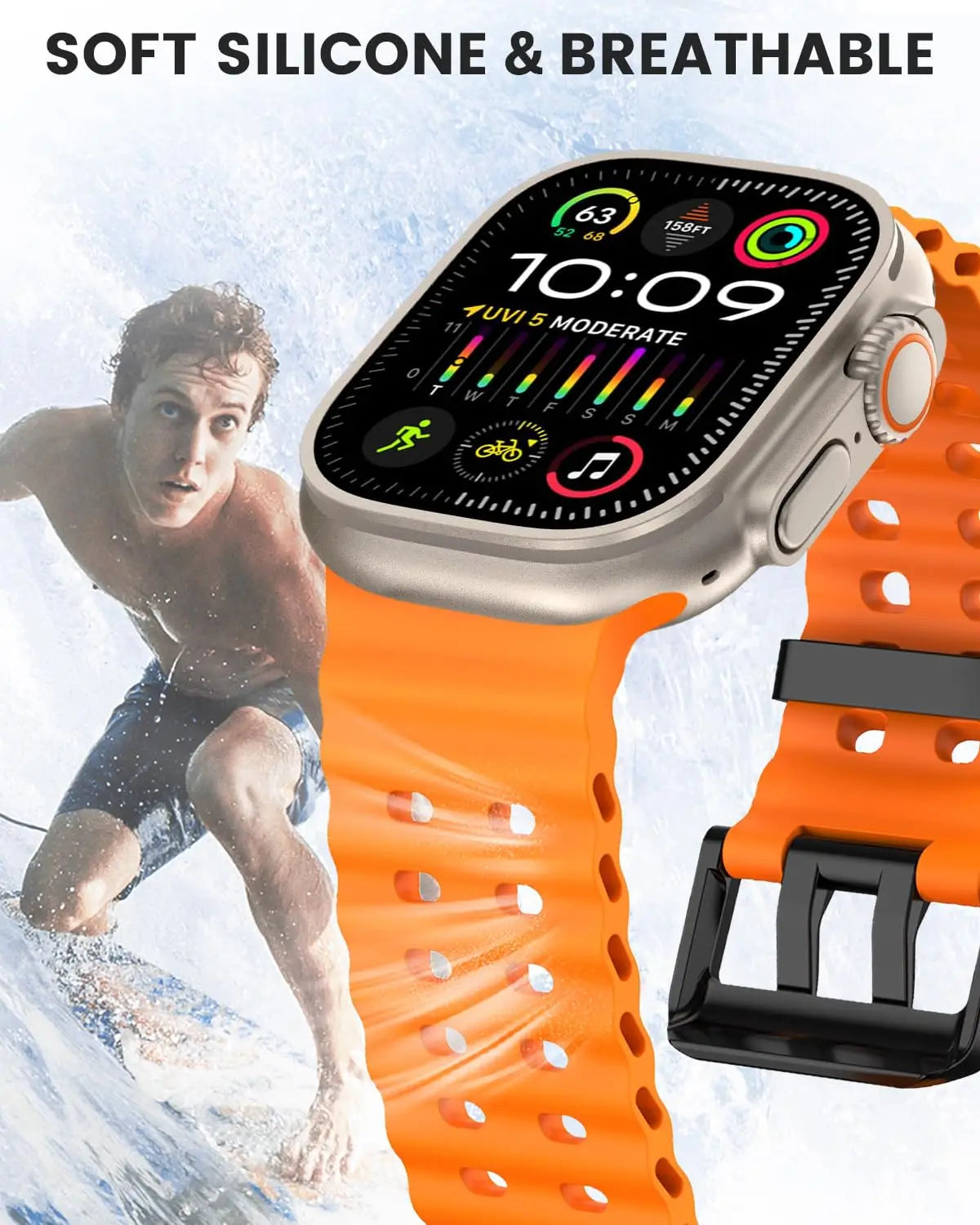 Durable Silicone Sport Wristband for Apple Watch