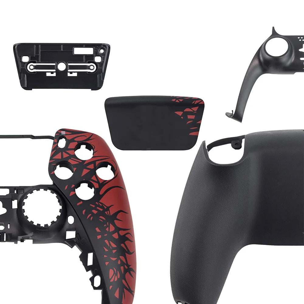 Red and Black Replacement Shell Kit for PS5 DualSense Controller
