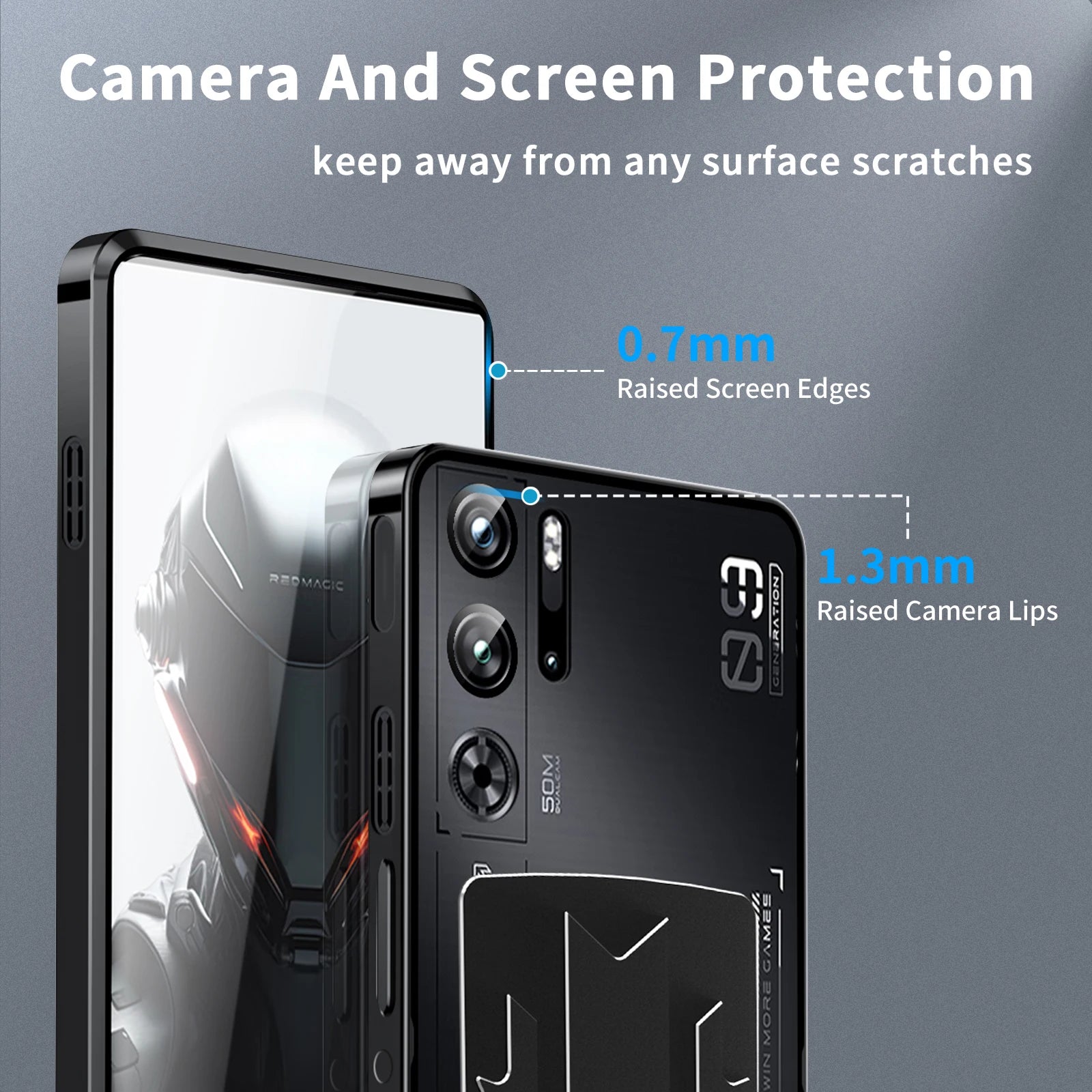 Metal Aluminum Alloy Clear Shockproof Bumper Case with Camera Protection for Nubia Red Magic 9 Pro