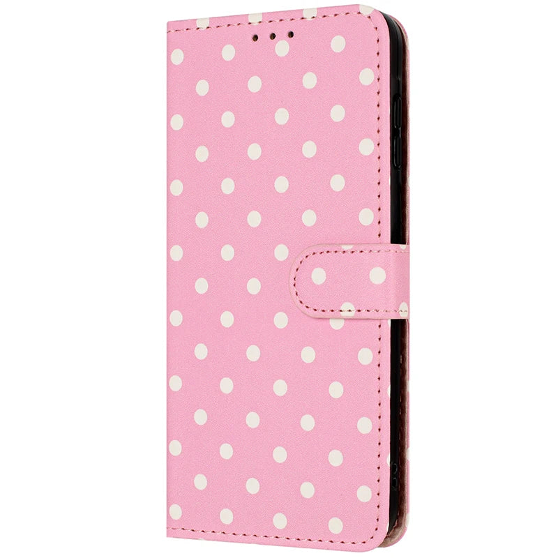 Wave Dot Texture Leather Wallet Phone Case for iPhone 15 Series