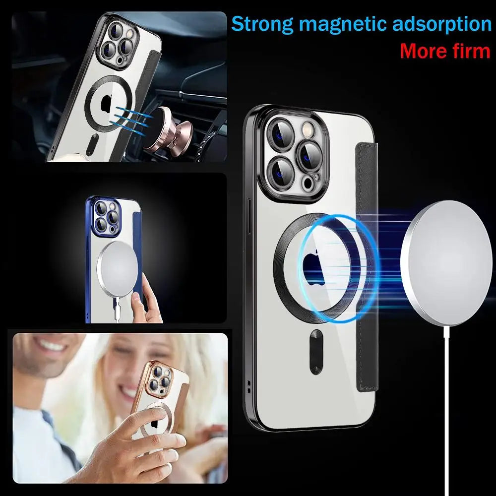 Protective Flip Magnetic Leather Case for iPhone 16e