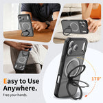 MagSafe Compatible Frosted Case with Rotatable Metal Ring Stand for iPhone 17 Series
