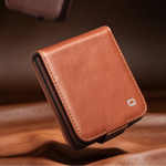 Genuine Calf Cowhide Leather Case with Card Pocket for Samsung Galaxy Z Flip 8