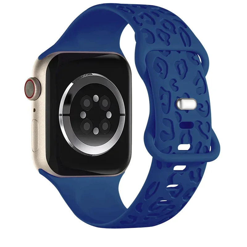 Leopard Pattern Engraved Silicone Sport Band for Apple Watch
