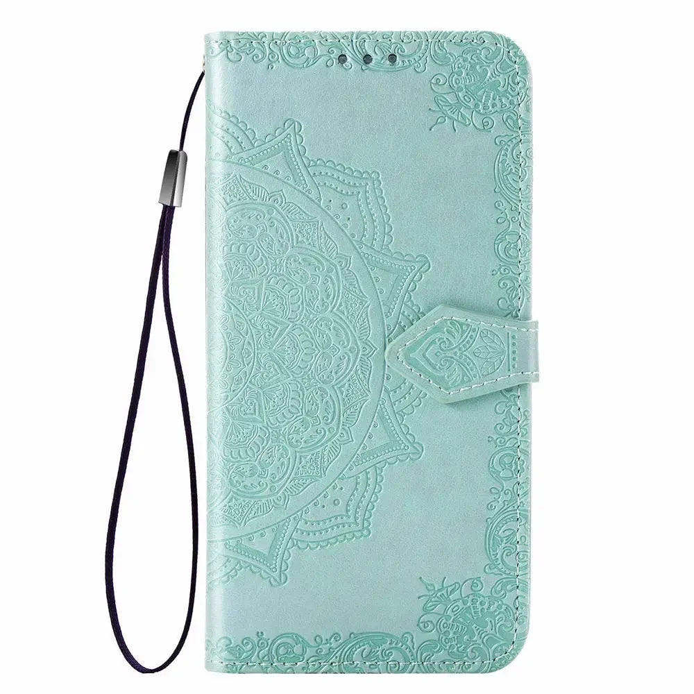 Premium Leather 3D Engraved Flip Wallet Case for iPhone 17 Series