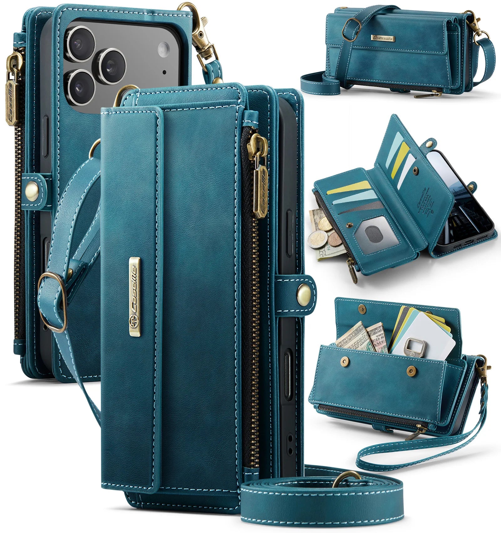 iPhone 17 Series Crossbody Wallet Case with Long Lanyard and Magnetic Flip