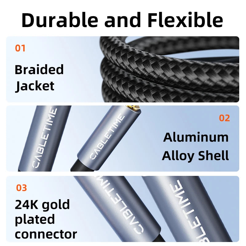 CABLETIME 3.5mm to 6.35mm Audio Adapter Cable