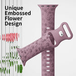 Rose Floral Engraved Strap Replacement Band for Apple Watch