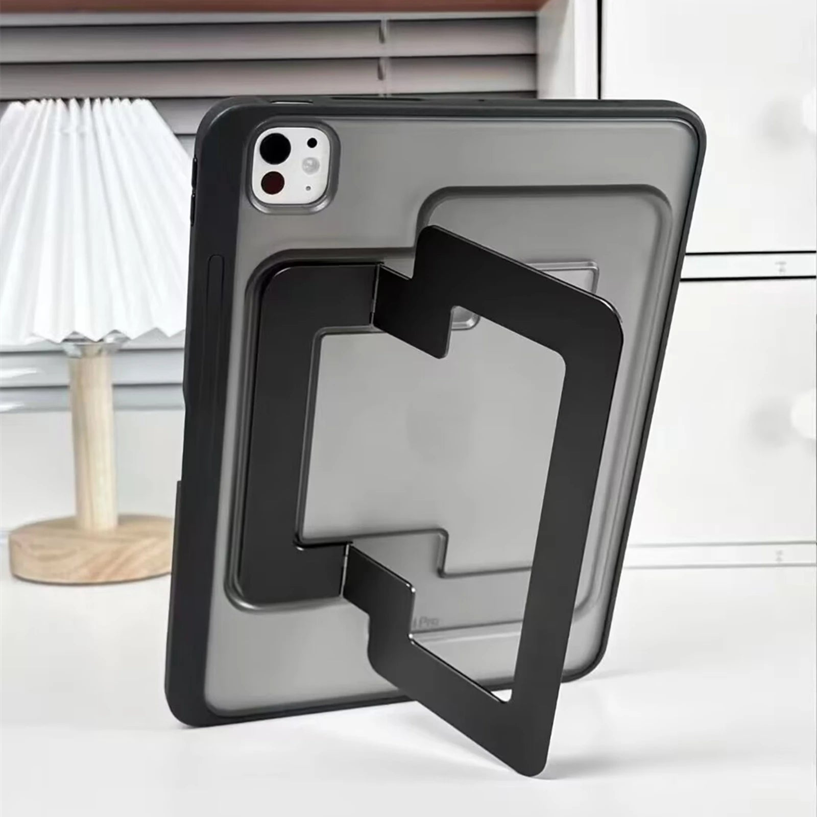 iPad Pro M4 (2024) Acrylic Case with Shockproof Protection & Metal Kickstand Grip