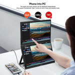 ZEUSLAP 15.6'' Dual Touch Stacked Foldable Portable Monitor Screen Extender for Windows & Mac OS with Driver Included