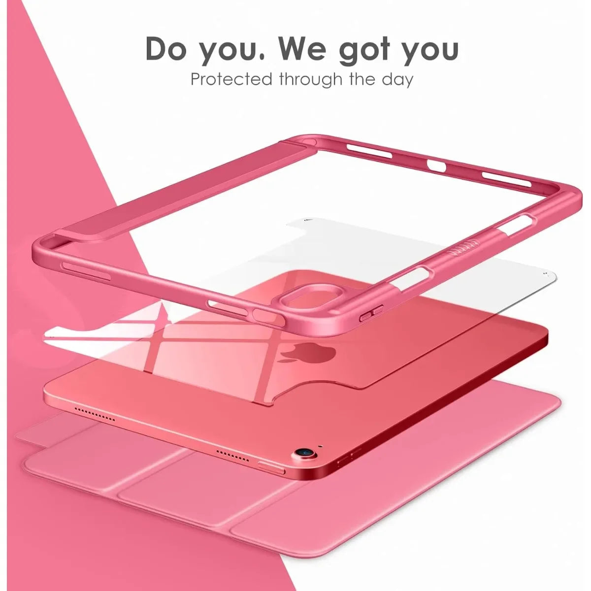 Transparent Magnetic Auto Sleep/Wake Case with Apple Pencil Holder for iPad Air M2 (2024)