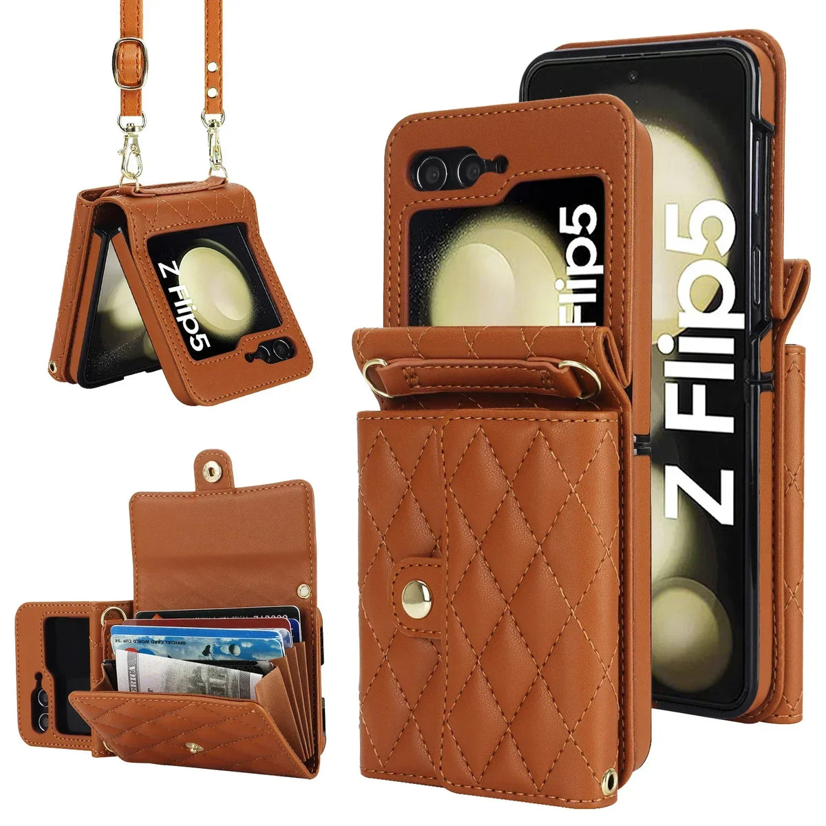 Stylish Leather Wallet Flip Case for Samsung Galaxy Z Flip 6
