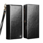 Genuine Leather Detachable Wallet Case with Wrist Strap for iPhone 17 Pro Max