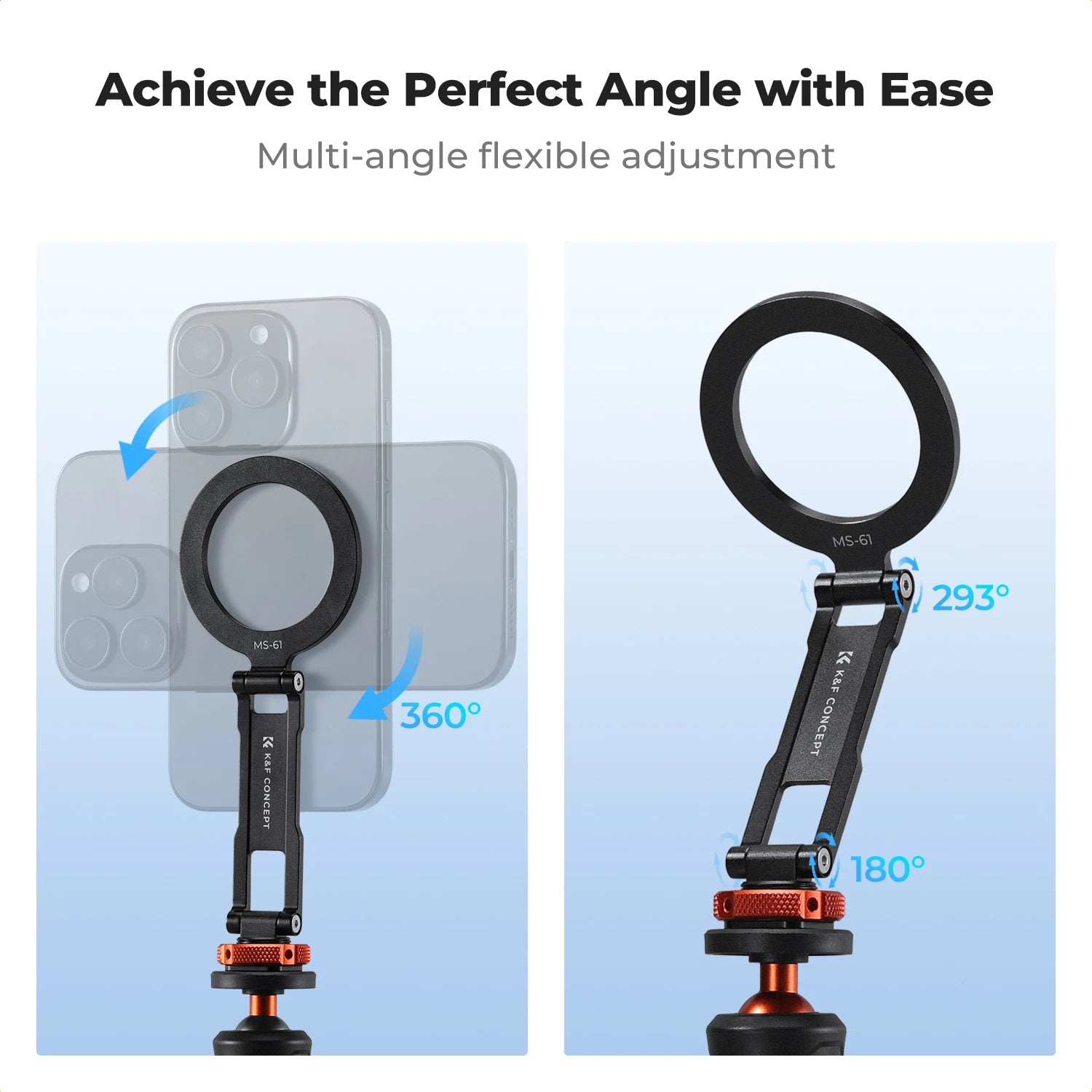 K&F Concept Adjustable Magnetic Phone Mount for Camera Cold Shoe