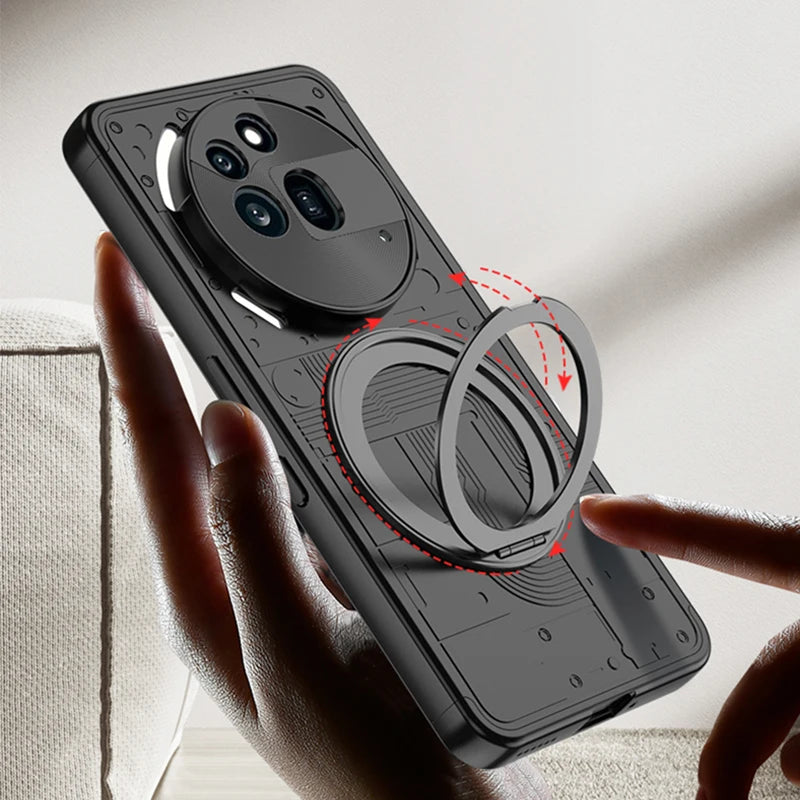 Shockproof Hard PC Case with 360-Degree Rotating Ring for Nothing Phone 3a / 3a Pro