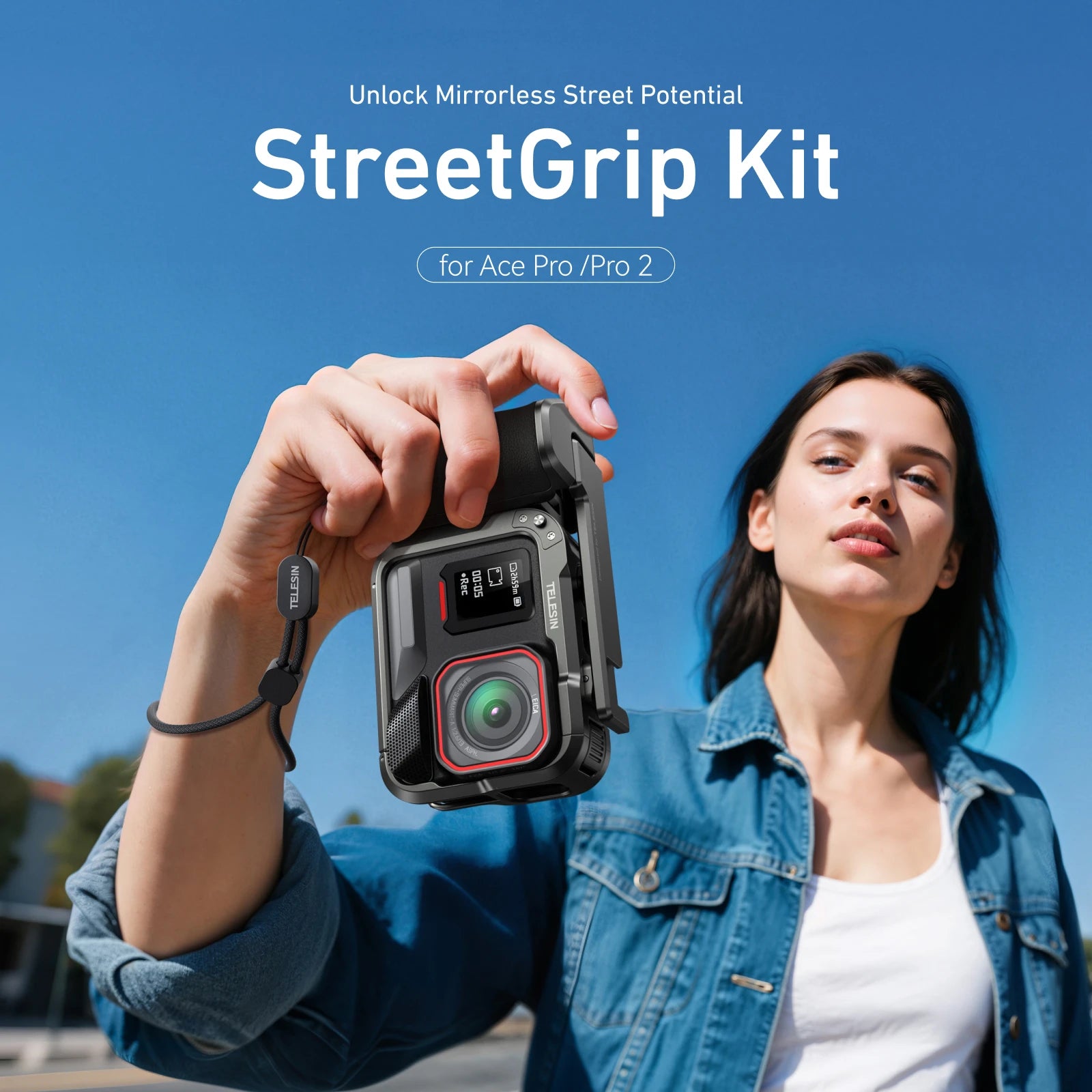 TELESIN Hand Grip and Rabbit Cage Set for Insta360 Ace Pro 2