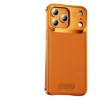 Hybrid Aluminum Alloy and Leather MagSafe Phone Case for iPhone 17 Series