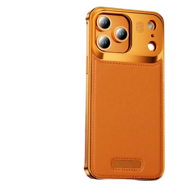 Hybrid Aluminum Alloy and Leather MagSafe Phone Case for iPhone 17 Series