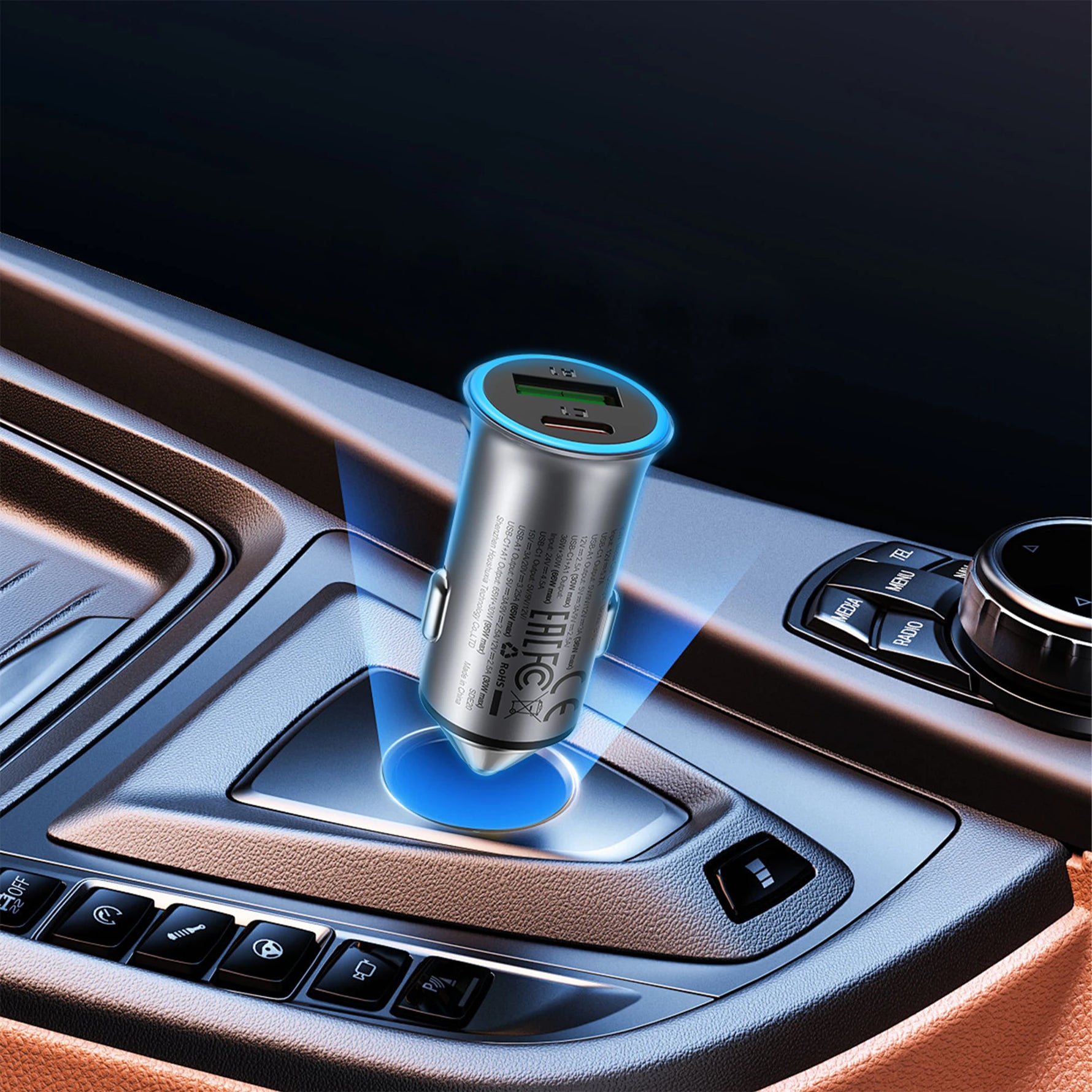 ACEFAST USB-C 65W Fast Charging Car Charger