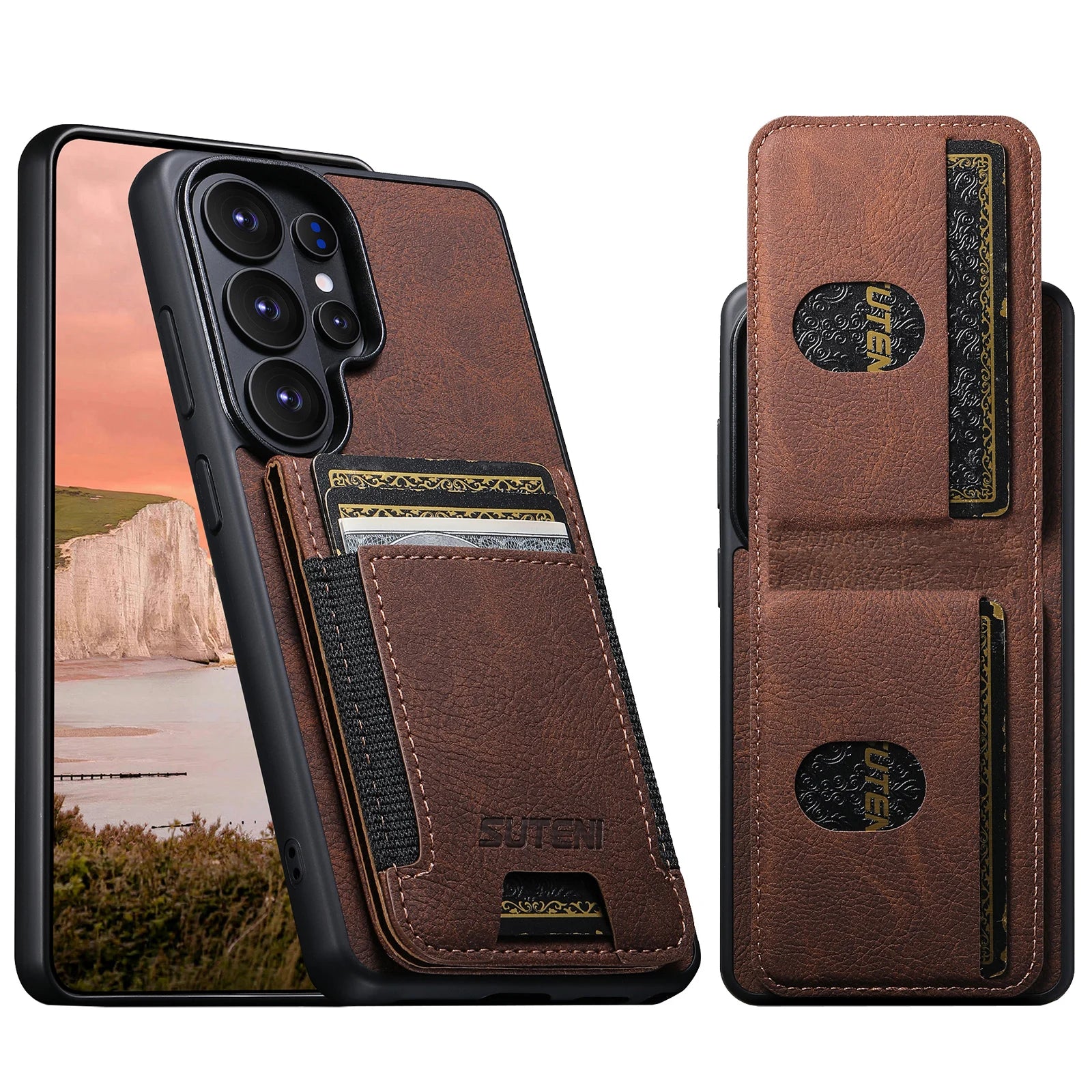 Lychee Grain Leather Case with Magnetic Closure for Samsung Galaxy S26 Ultra