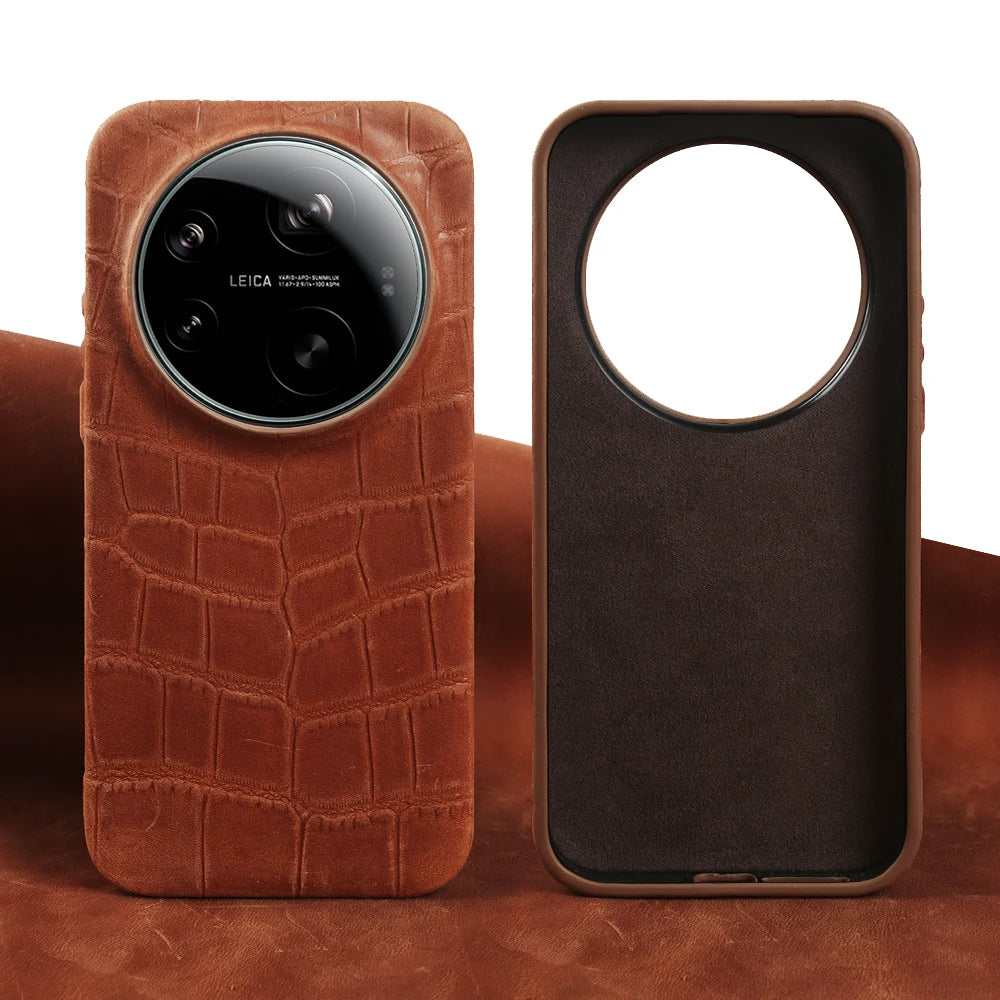 Genuine Leather Bumper Case with Raised Camera Ring for Xiaomi 17 Series