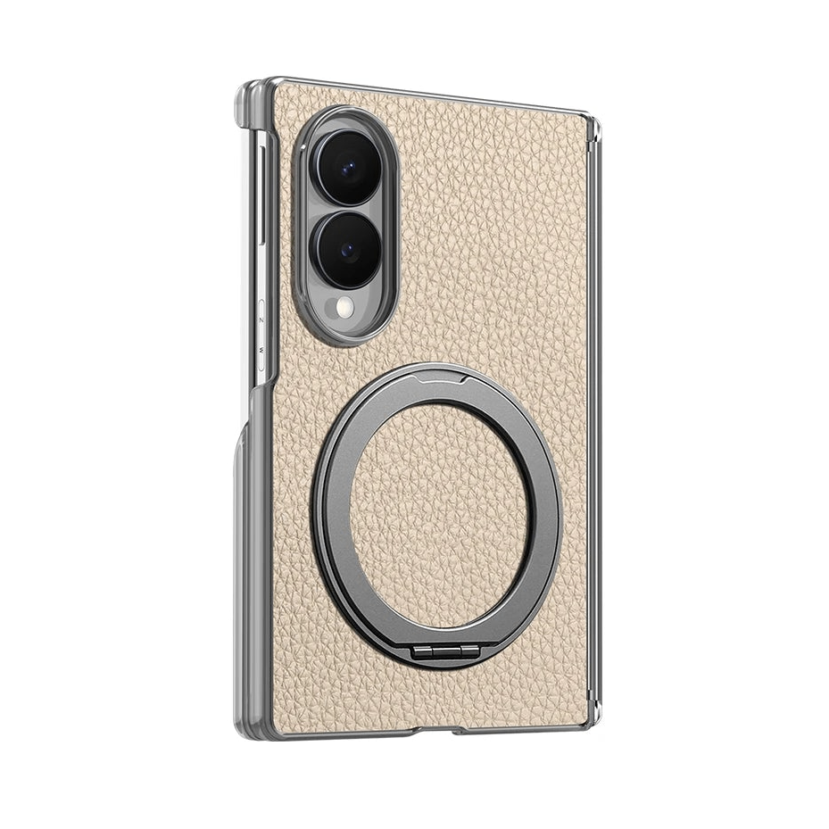 Premium Lychee Pattern Magnetic Leather Case with Ring Holder for Samsung Galaxy Z Fold 8