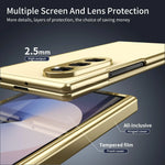 Samsung Galaxy Z Fold7 Matte Leather Case with Gold Edges & Durable Film