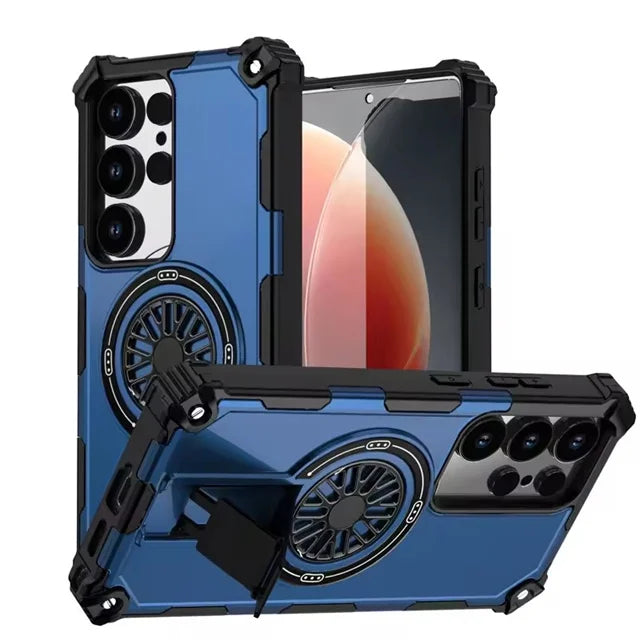 Shockproof Armor MagSafe Case with Invisible Fold Stand for Samsung Galaxy S25 Edge