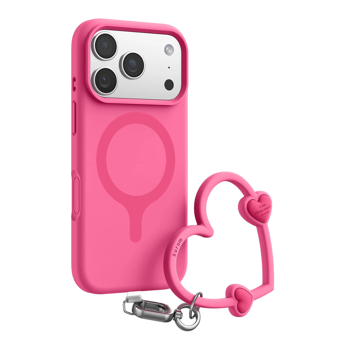 Shockproof Liquid Silicone MagSafe Case with Heart-Shaped Lanyard for iPhone 17 Series