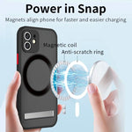 Slim Shockproof Translucent Matte Magnetic Phone Case with Kickstand for iPhone 15 Series