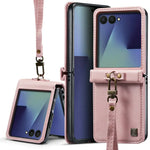 PU Leather Case with Detachable Wrist Lanyard for Samsung Galaxy Z Flip 8