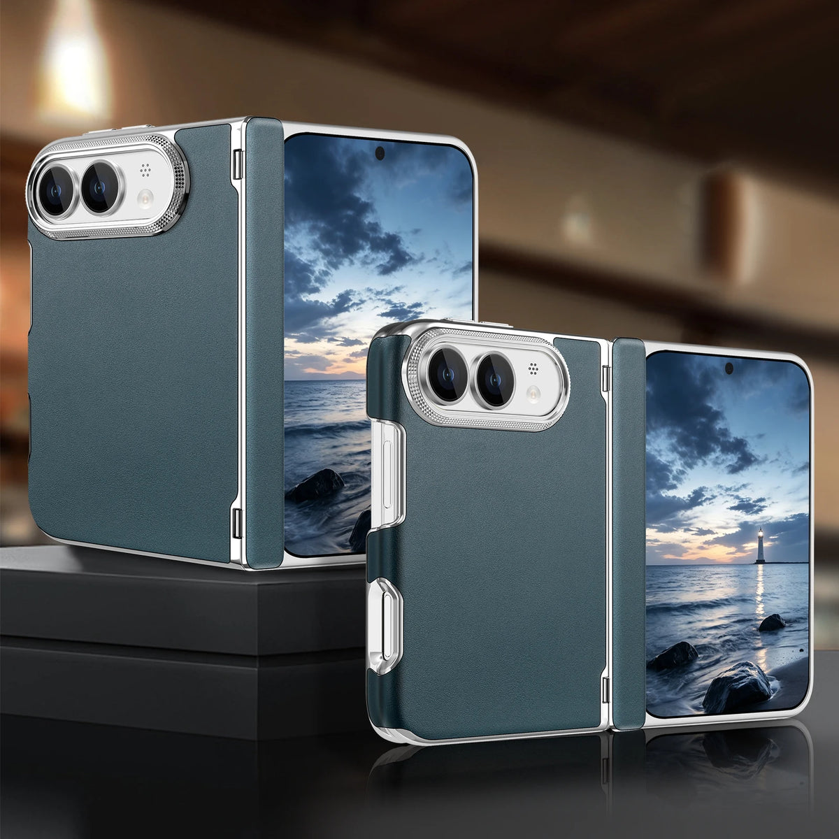 Leather-Feel MagSafe Foldable Case with Central Axis Hinge Protection for iPhone Duo