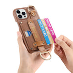 iPhone 16 Series Leather Wallet Case with Wrist Strap & Card Holder