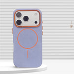 Luxury Elephant Grain PU Leather MagSafe Case with Alloy Lens Frame for iPhone 17 Series