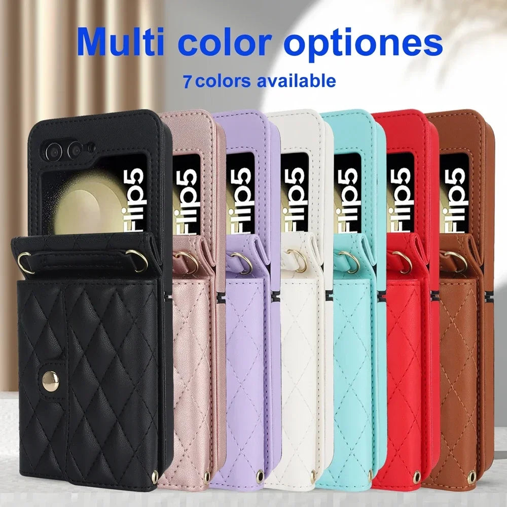 Stylish Leather Wallet Flip Case for Samsung Galaxy Z Flip 6