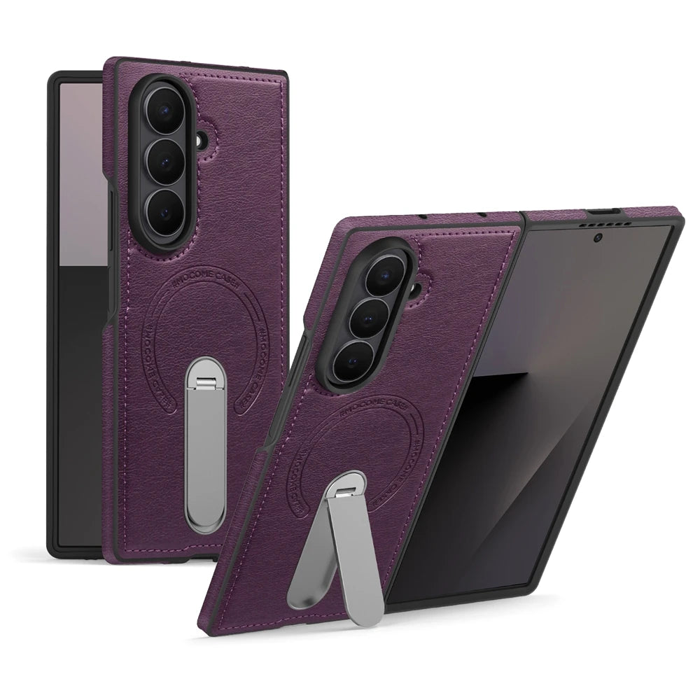 Samsung Galaxy Z Fold 6 Magnetic Leather Case with Kickstand