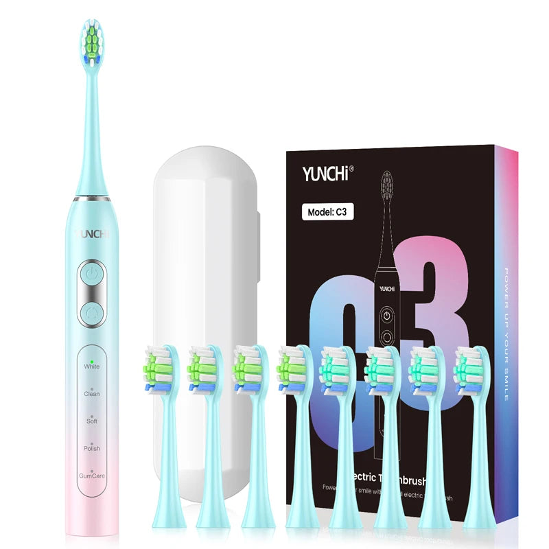 Yunchi C3 Sonic Electric Toothbrush with 5 Modes and Replacement Heads