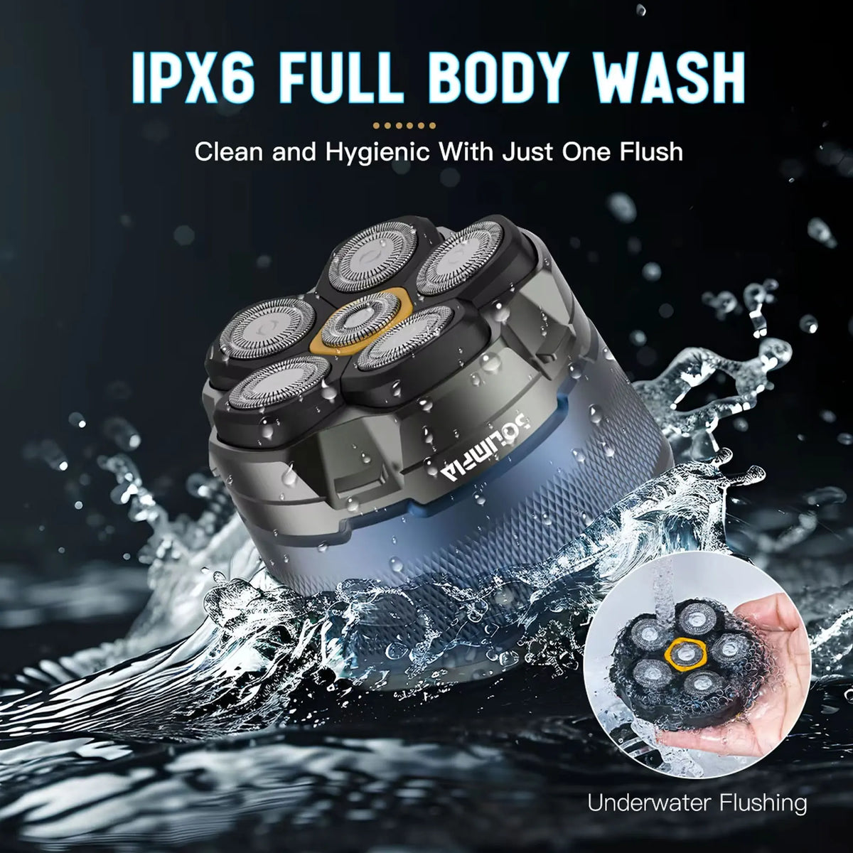 Solimpia 6-Blade IPX6 Washable Electric Shaver