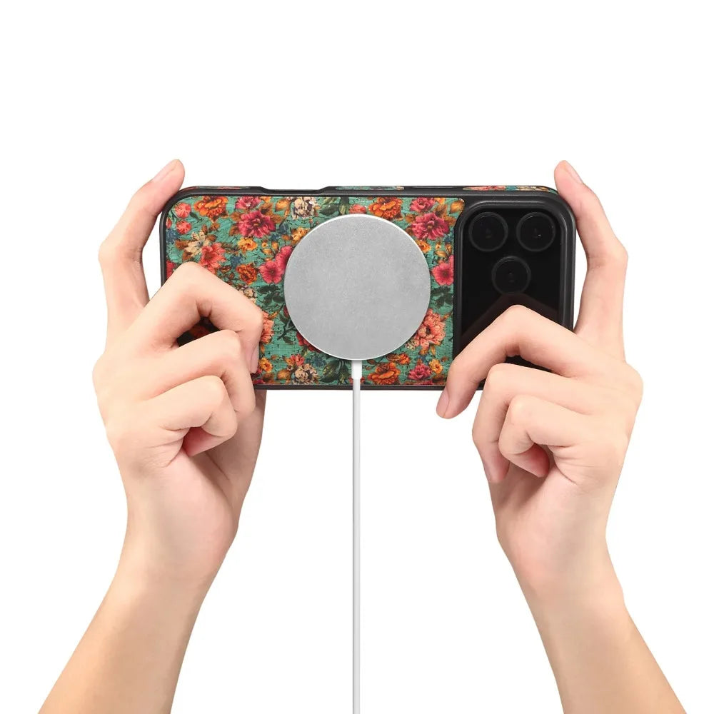 Luxury Flower Pattern Leather MagSafe Case for iPhone 17 Series