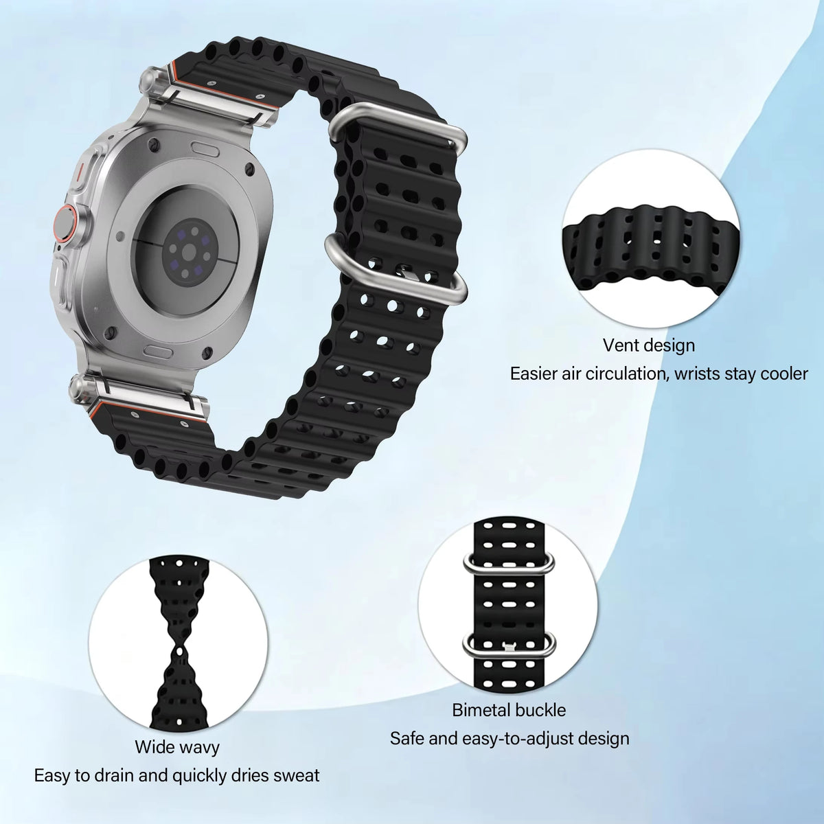 Perforated Silicone Watch Band for Samsung Galaxy Watch Ultra 2